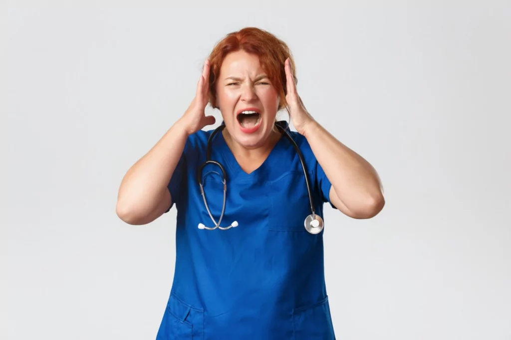 nurses shouting due to career burnout